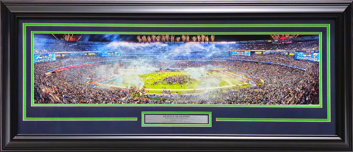 Unsigned Framed 12x36 Panoramic Photo Seattle Seahawks Super Bowl 48 SB XLVIII Stock #235678