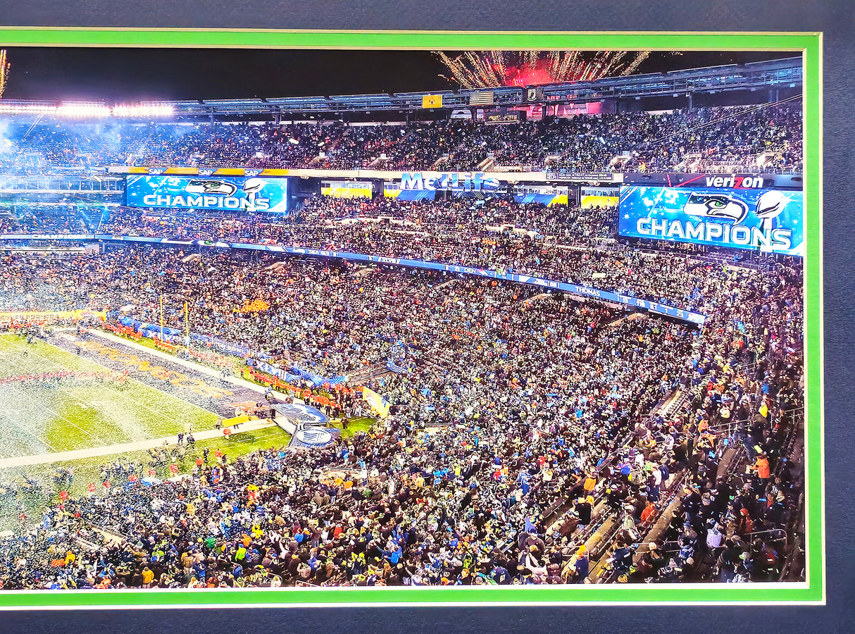 Unsigned Framed 12x36 Panoramic Photo Seattle Seahawks Super Bowl 48 SB XLVIII Stock #235678