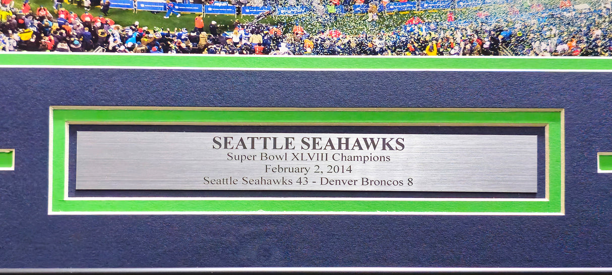 Unsigned Framed 12x36 Panoramic Photo Seattle Seahawks Super Bowl 48 SB XLVIII Stock #235678