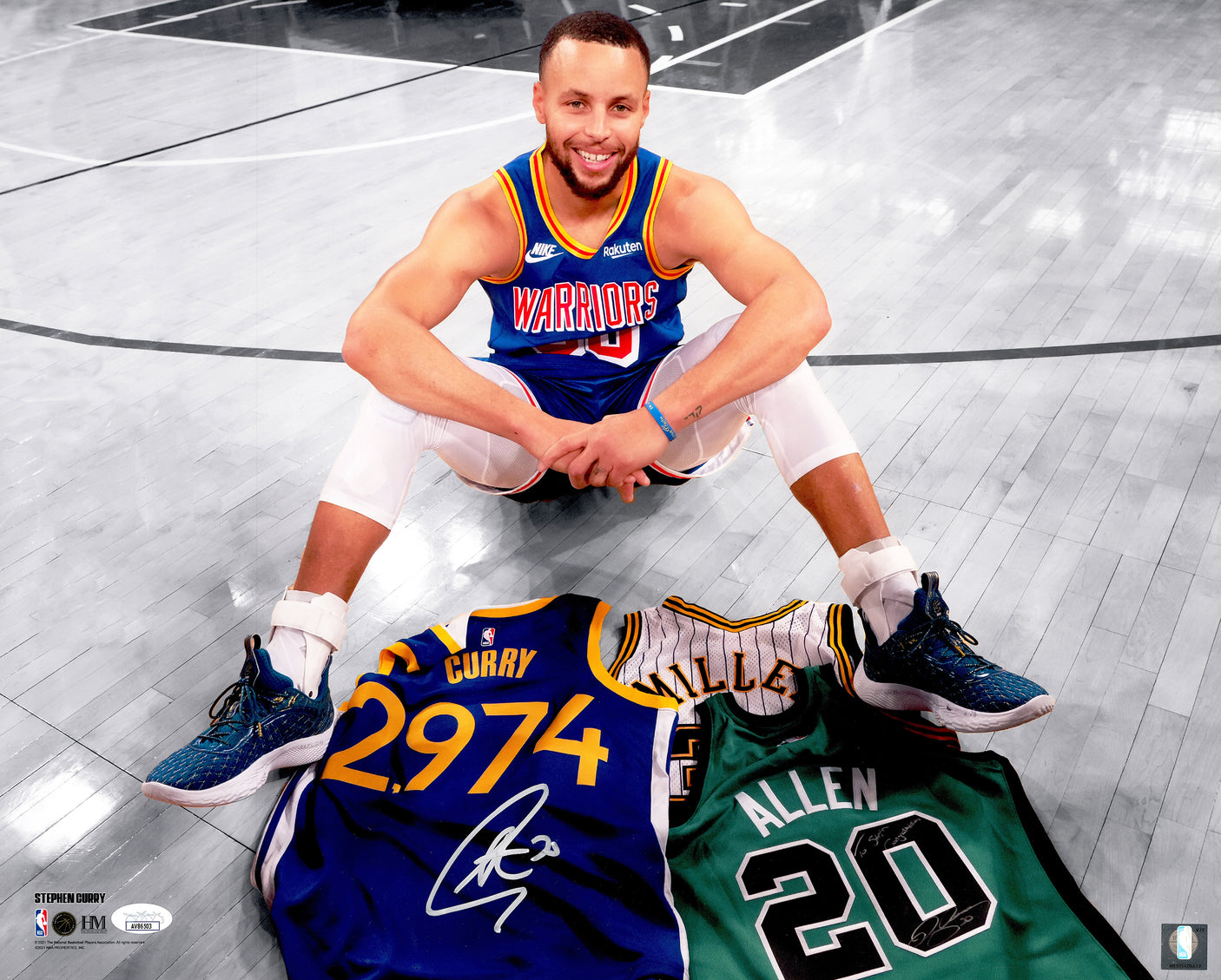 Stephen Curry Autographed 16x20 Photo Golden State Warriors All Time 3 Point Leader JSA Stock #235691