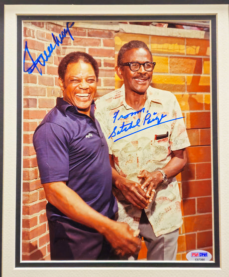 Satchel Paige & Willie Mays Autographed Framed 8x10 Photo PSA/DNA #E37280