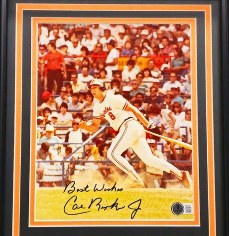 Cal Ripken Jr. Autographed Framed 8x10 Photo Baltimore Orioles "Best Wishes" Beckett BAS QR #BM37224