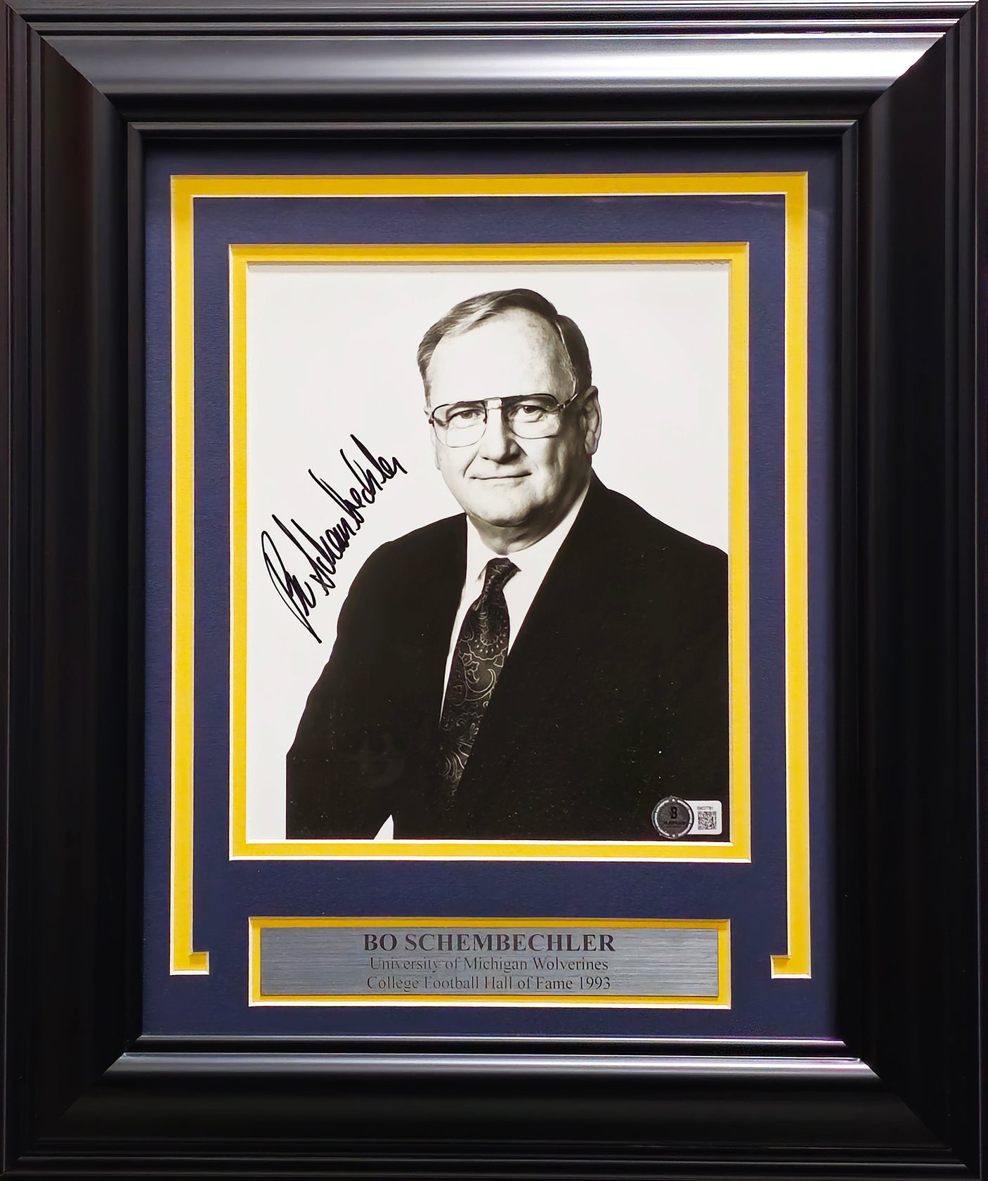 Bo Schembechler Autographed Framed 8x10 Photo Michigan Wolverines Beckett BAS QR #BM37781