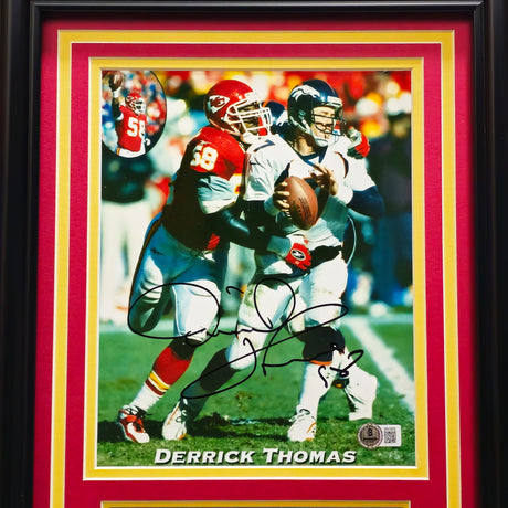 Derrick Thomas Autographed Framed 8x10 Photo Kansas City Chiefs Auto Grade Gem Mint 10 Beckett BAS #BN16050