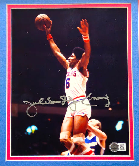 Julius "Dr. J" Erving Autographed Framed 8x10 Photo Philadelphia 76ers Beckett BAS QR #BM37813