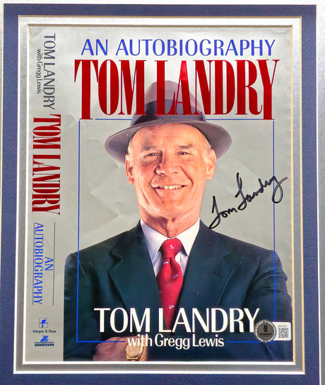 Tom Laundry Autographed Framed 8x9 Book Cover Dallas Cowboys Beckett BAS QR #BM37783