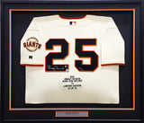 San Francisco Giants Barry Bonds Autographed Framed Cream Russell Stat Jersey BB & #13/73 MLB Holo #MT00562050