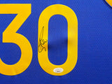 Golden State Warriors Stephen Curry Autographed Framed Blue Nike Jersey JSA #AP94015