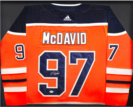 Edmonton Oilers Connor McDavid Autographed Framed Orange Adidas Jersey PSA/DNA #AH24263