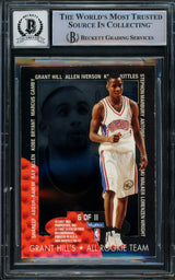 Allen Iverson Autographed 1996-97 Hoops Grant Hill's All Rookie Team Rookie Card #6 Philadelphia 76ers Auto Grade Gem Mint 10 Beckett BAS #14866802