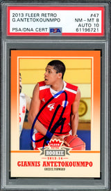 Giannis Antetokounmpo Autographed 2013 Fleer Retro Rookie Card #47 Milwaukee Bucks PSA 8 Auto Grade Gem Mint 10 PSA/DNA #61196721