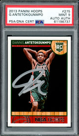 Giannis Antetokounmpo Autographed 2013 Panini Hoops Rookie Card #275 Milwaukee Bucks PSA 9 PSA/DNA #61196737