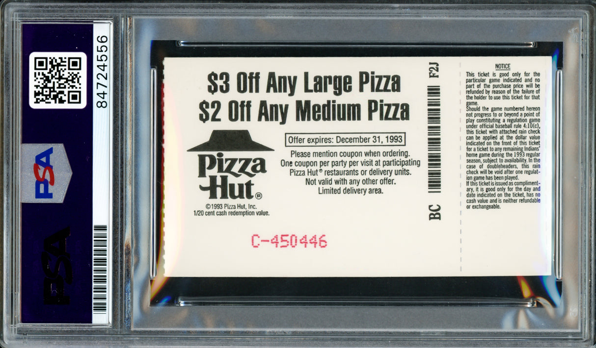 Ken Griffey Jr. Autographed July 22, 1993 Home Run Ticket Stub Seattle Mariners Auto Grade Gem Mint 10 HR In 8 Game Straight Streak PSA/DNA #84724556