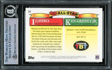 Ken Griffey Jr. & Ichiro Suzuki Autographed 2021 Topps Throwback Thursday Card #74 Seattle Mariners #6/10 Beckett BAS #15091622