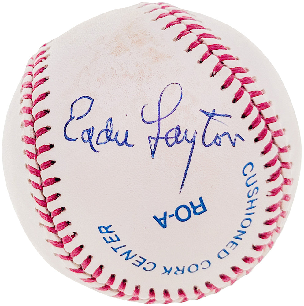 Eddie Layton Autographed Official AL Baseball New York Yankees Beckett BAS #BH041910