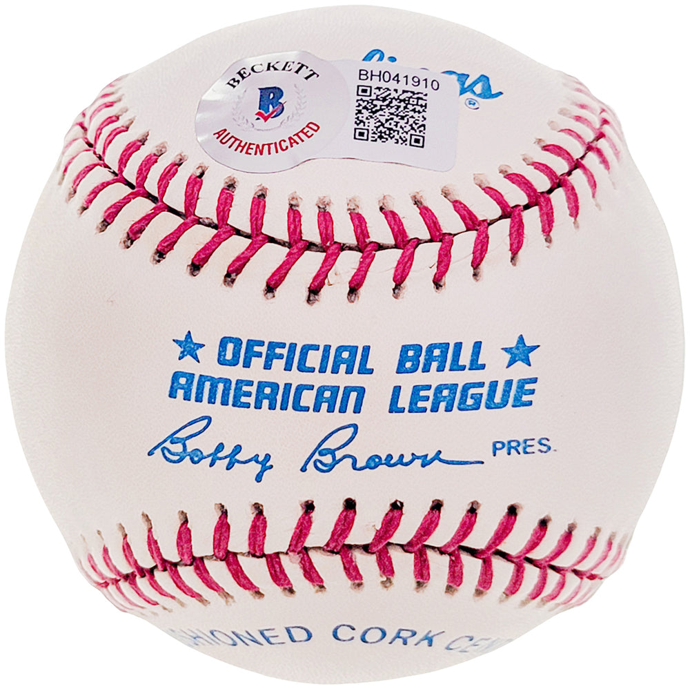 Eddie Layton Autographed Official AL Baseball New York Yankees Beckett BAS #BH041910