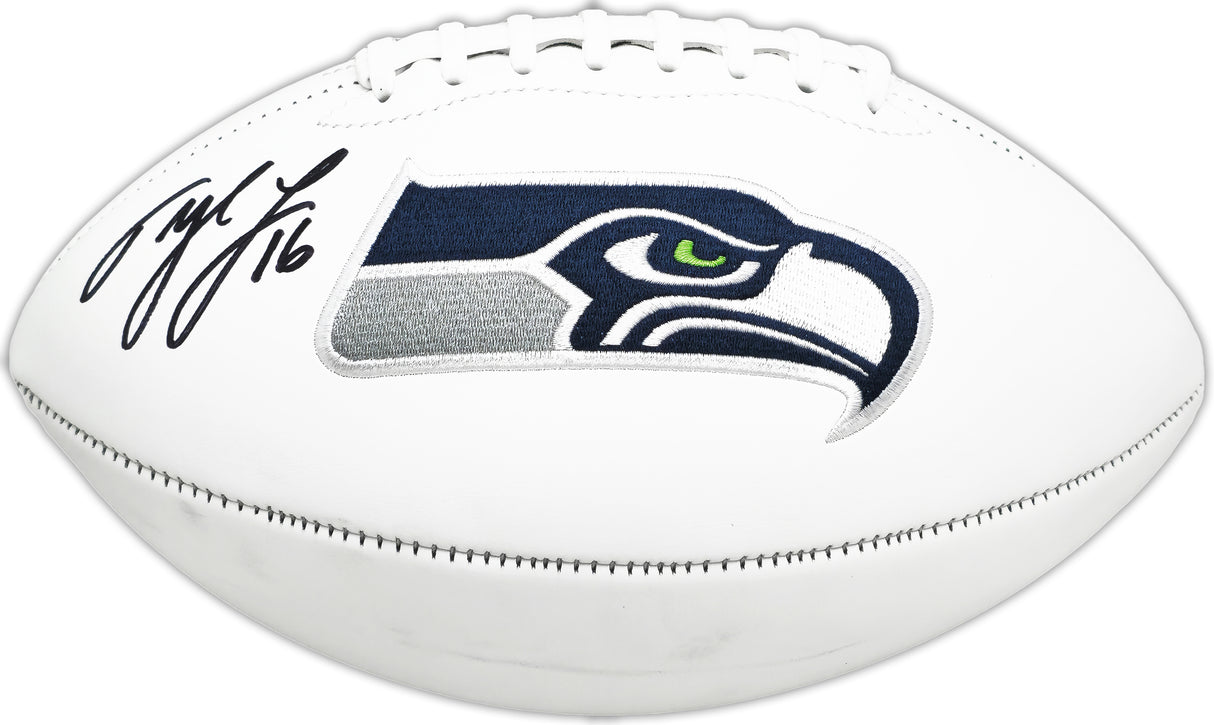 Tyler Lockett Autographed Seattle Seahawks White Logo Football MCS Holo Stock #222026