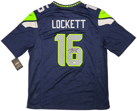 Seattle Seahawks Tyler Lockett Autographed Blue Nike On Field Jersey Size XL MCS Holo Stock #222043