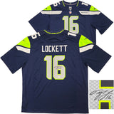 Seattle Seahawks Tyler Lockett Autographed Blue Nike On Field Jersey Size XXL MCS Holo Stock #222039