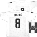 Las Vegas Raiders Josh Jacobs Autographed White Jersey Beckett BAS Witness Stock #222008