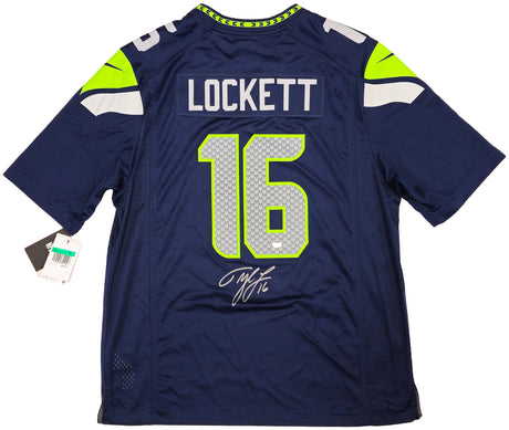 Seattle Seahawks Tyler Lockett Autographed Blue Nike On Field Jersey Size XL MCS Holo Stock #222046