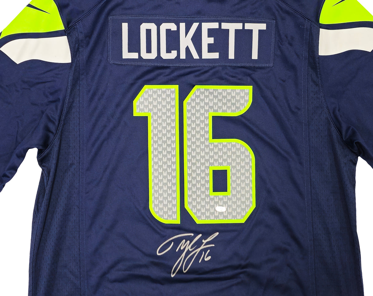 Seattle Seahawks Tyler Lockett Autographed Blue Nike On Field Jersey Size XL MCS Holo Stock #222046