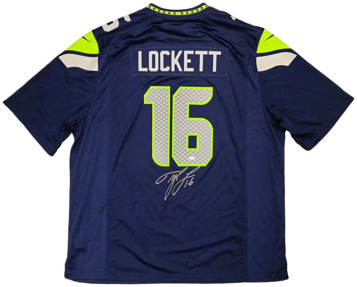 Seattle Seahawks Tyler Lockett Autographed Blue Nike On Field Jersey Size XXL MCS Holo Stock #222047