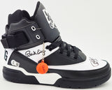 Patrick Ewing Autographed Black & White Ewing Athletics 33 HI OG Right Shoe New York Knicks Size 13 Beckett BAS Witness Stock #236554