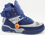 Patrick Ewing Autographed Navy & Grey Ewing Athletics 33 HI OG Right Shoe Georgetown Hoyas Size 13 Beckett BAS Witness Stock #236556