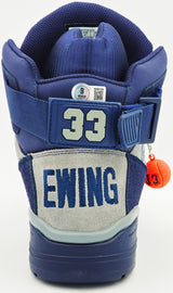 Patrick Ewing Autographed Navy & Grey Ewing Athletics 33 HI OG Right Shoe Georgetown Hoyas Size 13 Beckett BAS Witness Stock #236556