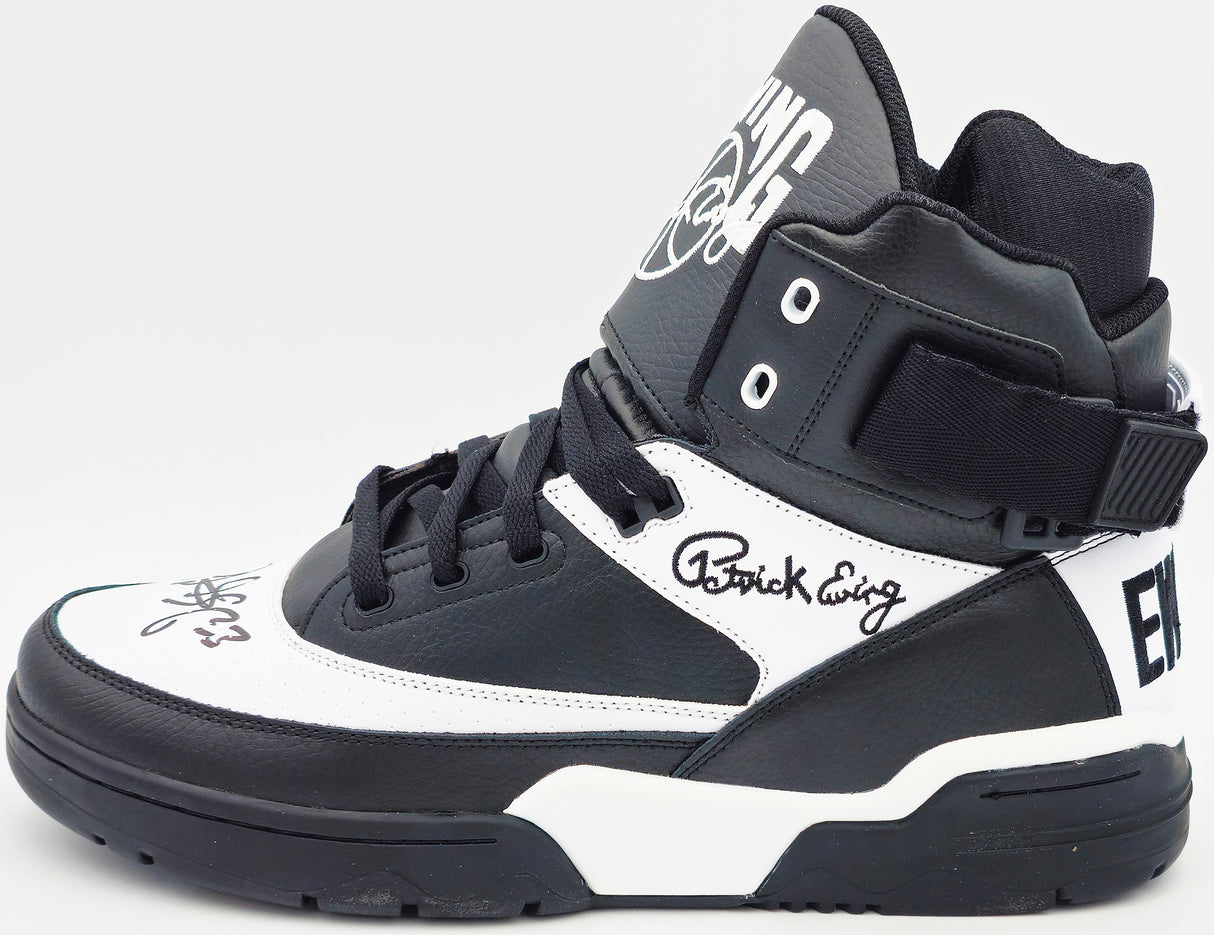 Patrick Ewing Autographed Black & White Ewing Athletics 33 HI OG Left Shoe New York Knicks Size 13 W/ Box Beckett BAS Witness Stock #236553