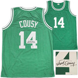 Boston Celtics Bob Cousy Autographed Green Jersey Beckett BAS Witness Stock #236642