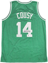 Boston Celtics Bob Cousy Autographed Green Jersey Beckett BAS Witness Stock #236642