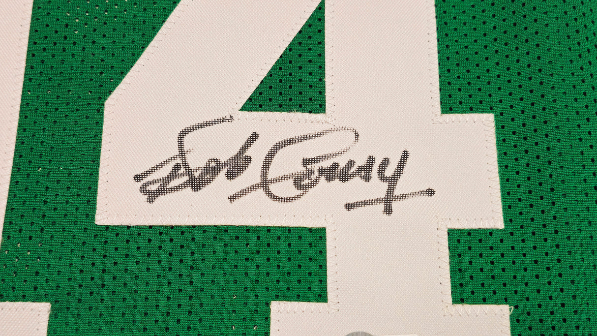 Boston Celtics Bob Cousy Autographed Green Jersey Beckett BAS Witness Stock #236642