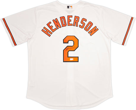 Baltimore Orioles Gunnar Henderson Autographed White Nike Jersey Size XL Beckett BAS Witness Stock #236622