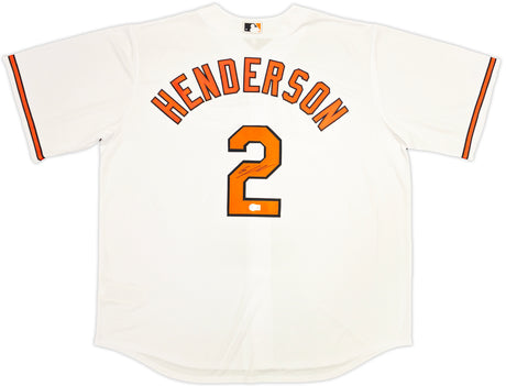 Baltimore Orioles Gunnar Henderson Autographed White Nike Jersey Size XXL Beckett BAS Witness Stock #236623