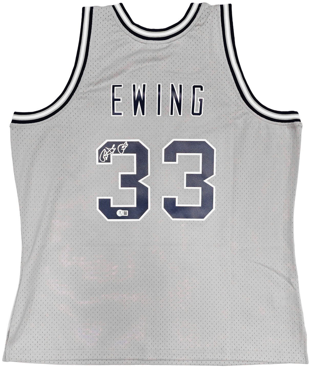 Georgetown Hoyas Patrick Ewing Autographed Grey Authentic Mitchell & Ness 1983-84 College Vault Jersey Size XXL Beckett BAS Witness Stock #236550