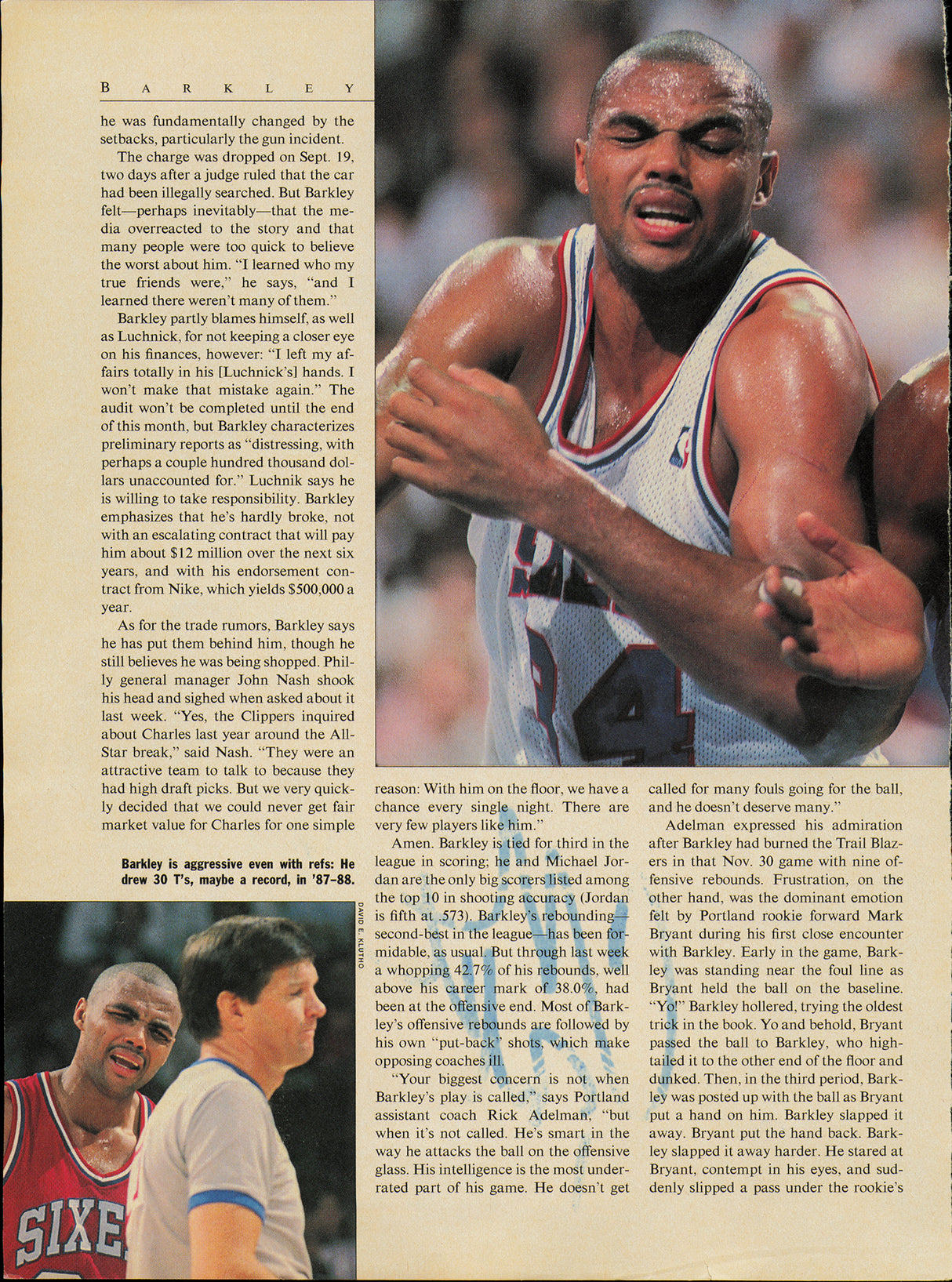 Charles Barkley Autographed 8x11 Magazine Page Photo Philadelphia 76ers Beckett BAS QR #BP55261