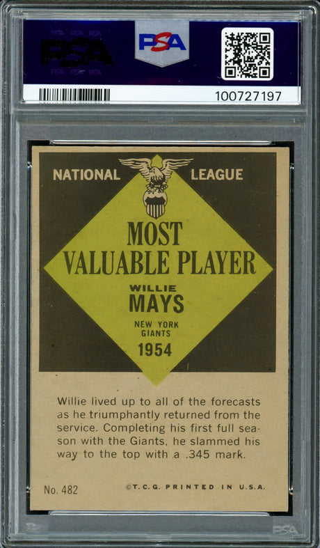 Willie Mays Autographed 1961 Topps Card #482 San Francisco Giants Vintage Signature PSA/DNA #100727197