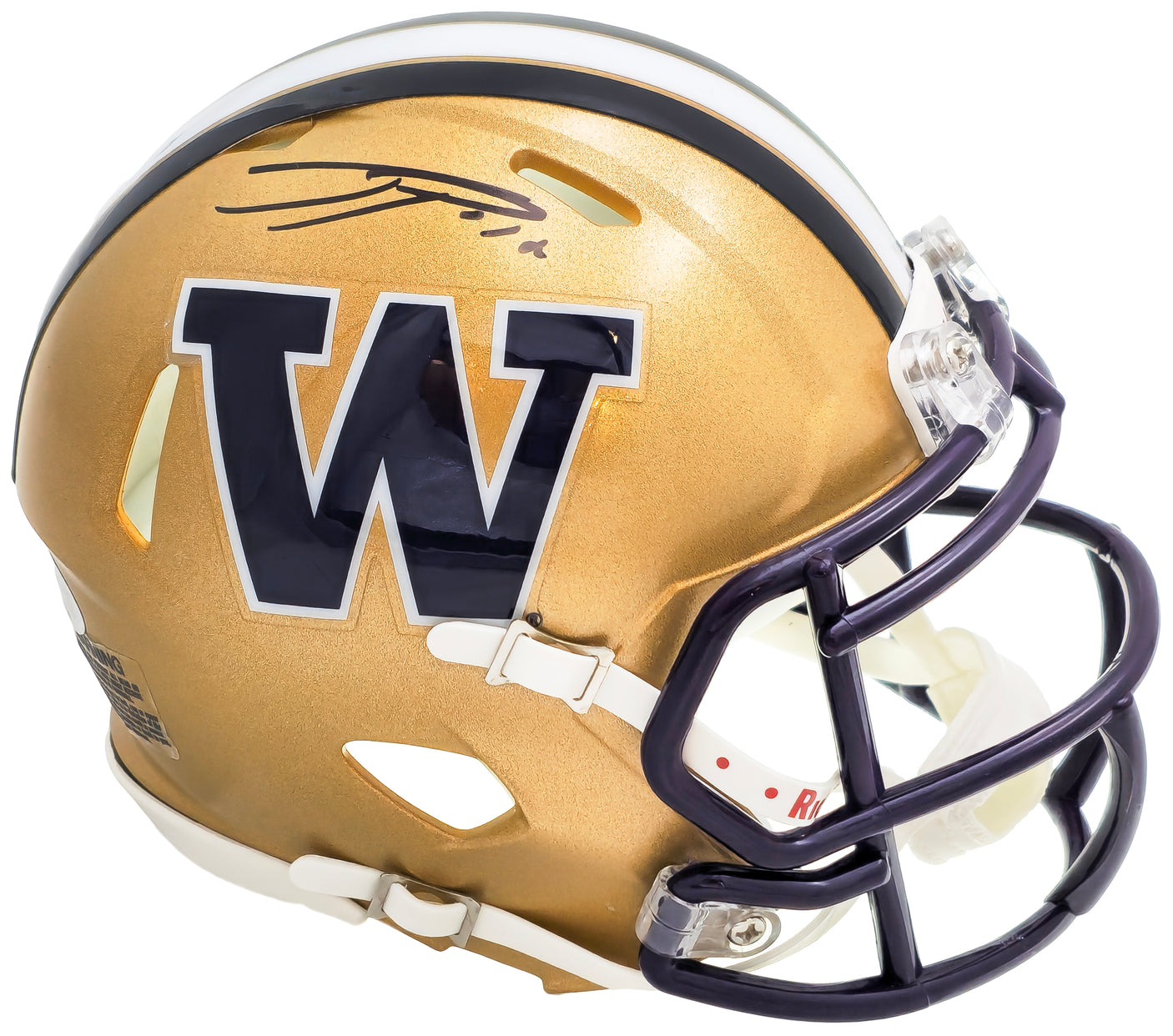 Ja'Lynn Polk Autographed Washington Huskies Gold Speed Mini Helmet MCS Holo Stock #222057