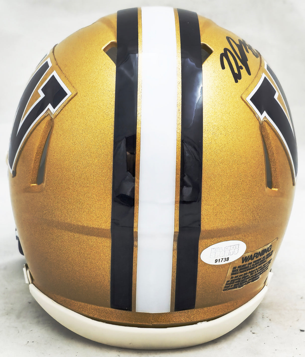 Dillon Johnson Autographed Washington Huskies Gold Speed Mini Helmet MCS Holo Stock #222073