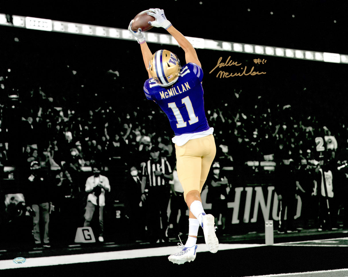 Jalen McMillan Autographed 16x20 Photo Washington Huskies Spotlight MCS Holo Stock #222065