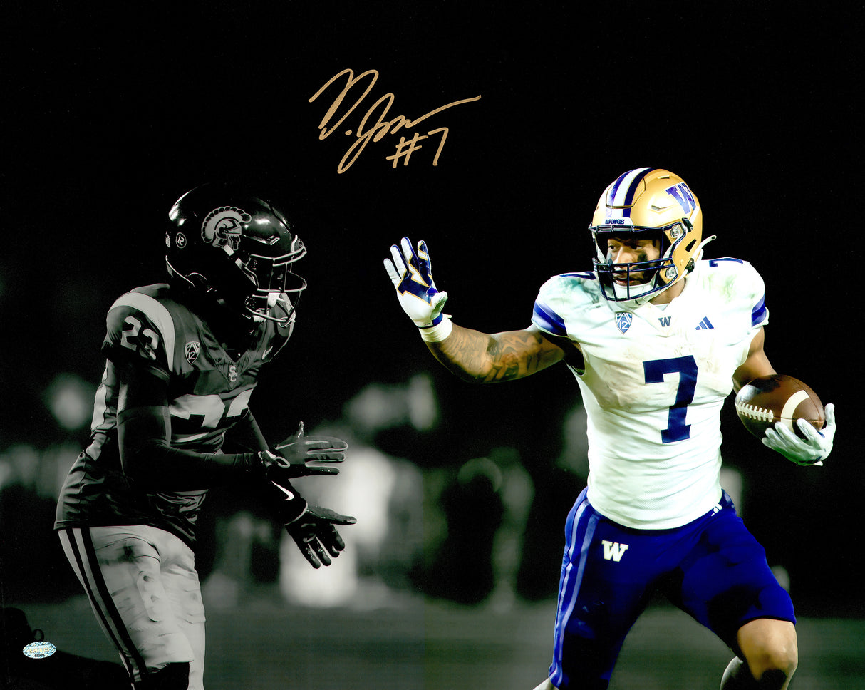 Dillon Johnson Autographed 16x20 Photo Washington Huskies vs. USC Spotlight MCS Holo Stock #222074