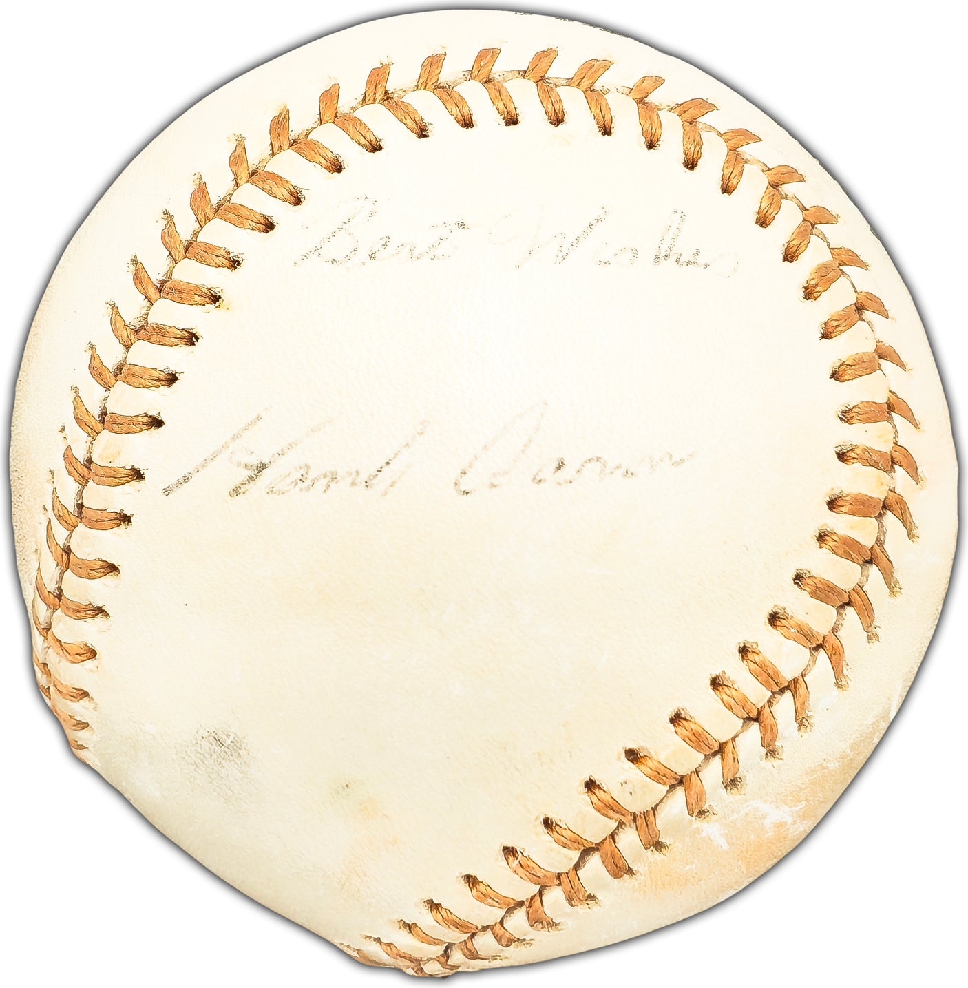 Hank Aaron Autographed Official Feeney NL Baseball Atlanta Braves "Best Wishes" Vintage Playing Days Signature PSA/DNA #AJ06448