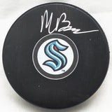 Matty Beniers Autographed Seattle Kraken Logo Hockey Puck Fanatics Holo #B164924