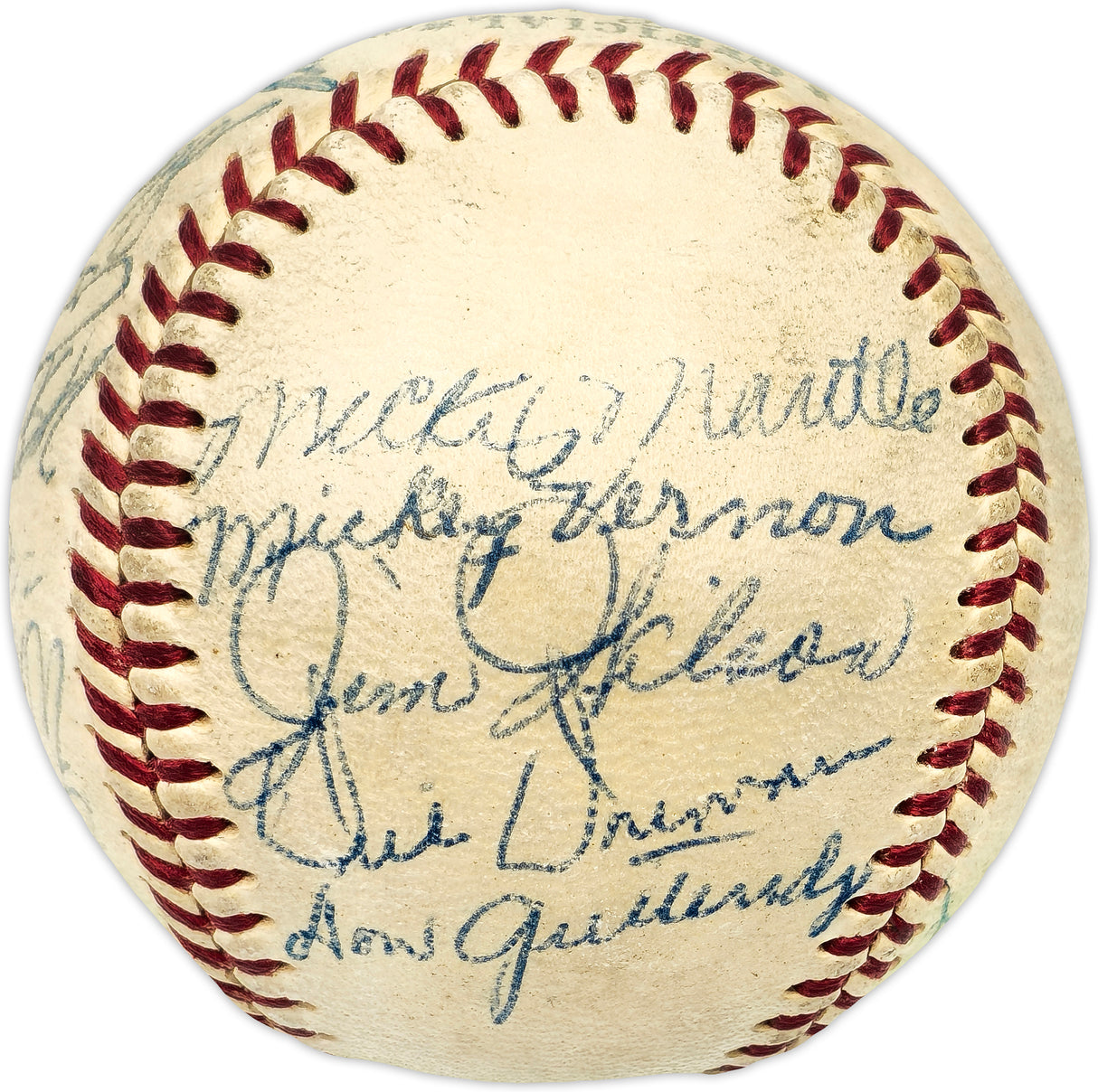 1956 MLB All Stars Autographed Official Harridge AL Baseball With 14 Signatures Including Mickey Mantle (Vintage) & Nellie Fox Beckett BAS #AD43526