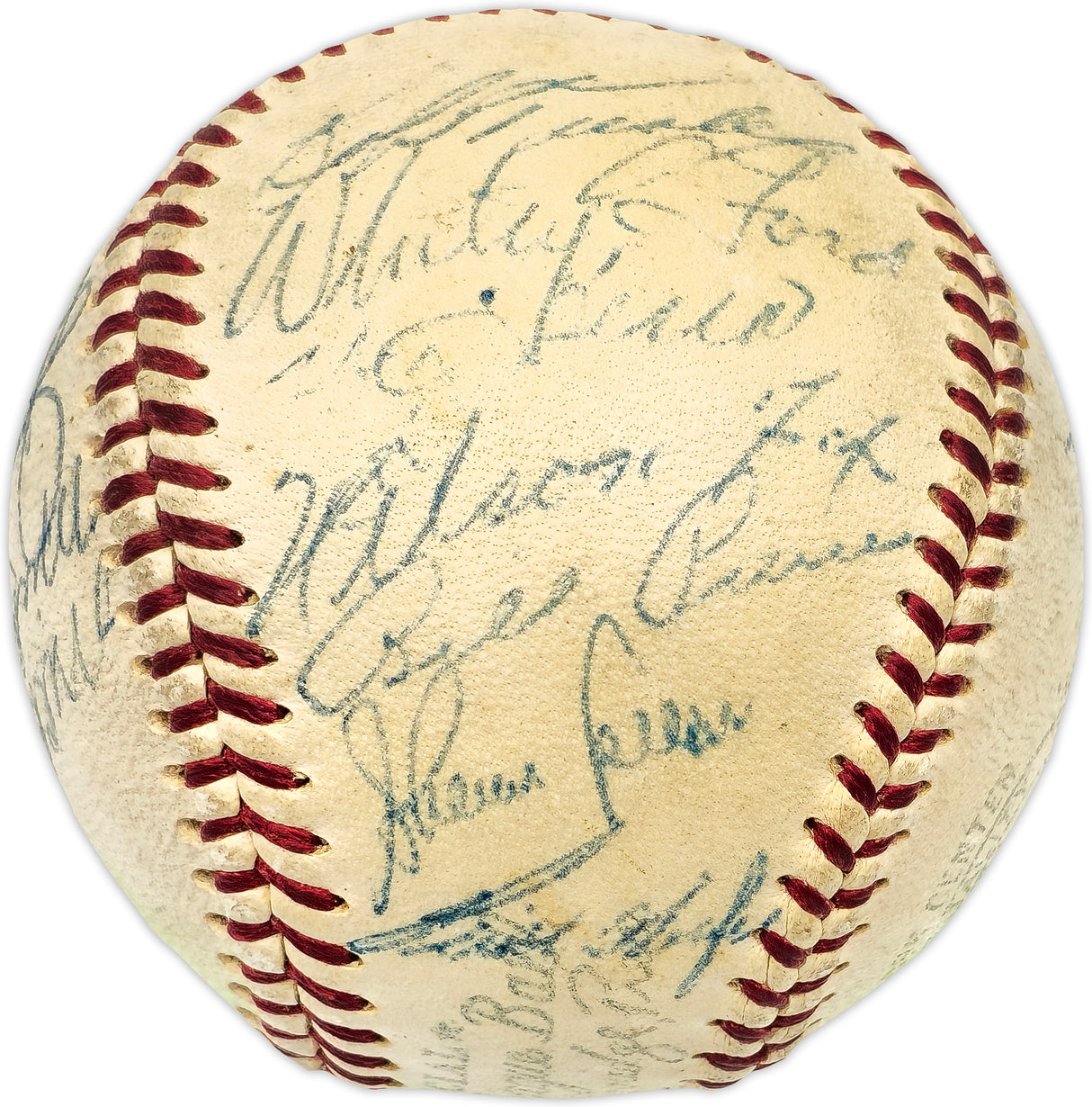 1956 MLB All Stars Autographed Official Harridge AL Baseball With 14 Signatures Including Mickey Mantle (Vintage) & Nellie Fox Beckett BAS #AD43526