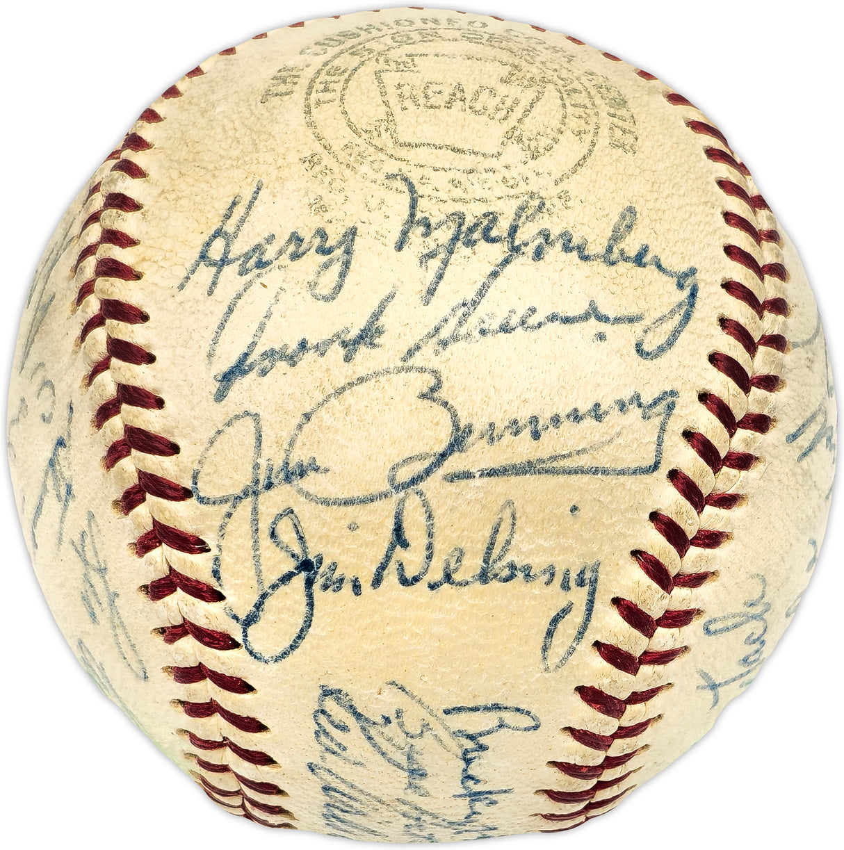 1955 Detroit Tigers Team Signed Autographed Official Harridge AL Baseball With 30 Signatures Including Al Kaline Beckett BAS #AD43528