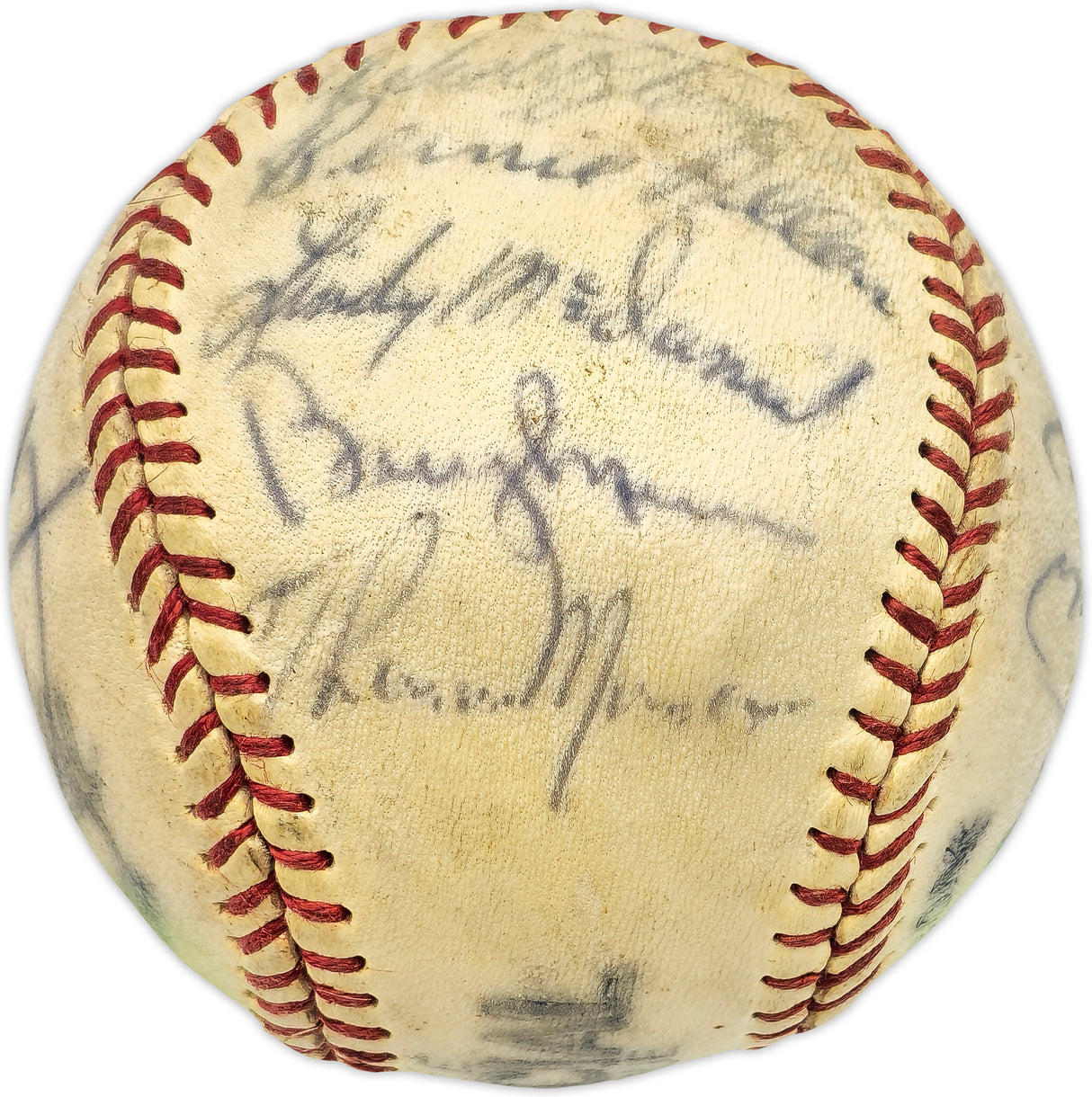 1972 New York Yankees Team Signed Autographed Official League Baseball With 20 Signatures Including Thurman Munson Beckett BAS #AD43529