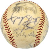 1972 New York Yankees Team Signed Autographed Official League Baseball With 20 Signatures Including Thurman Munson Beckett BAS #AD43529